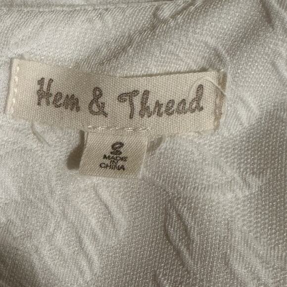 Hem & Thread‎ White Jacquard Textured Fit & Flare Dress side Cutouts Small - Picture 10 of 14
